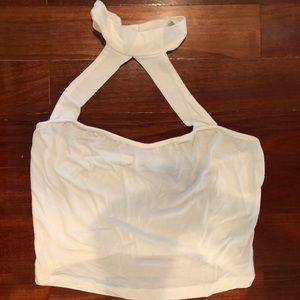 Going out white crop top with attached choker